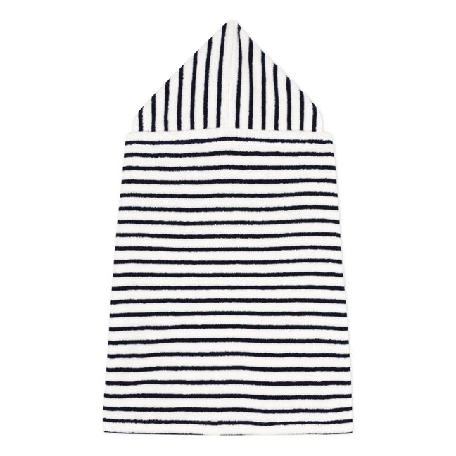 Cape de Bain Eponge Rayée | Bleu marine
