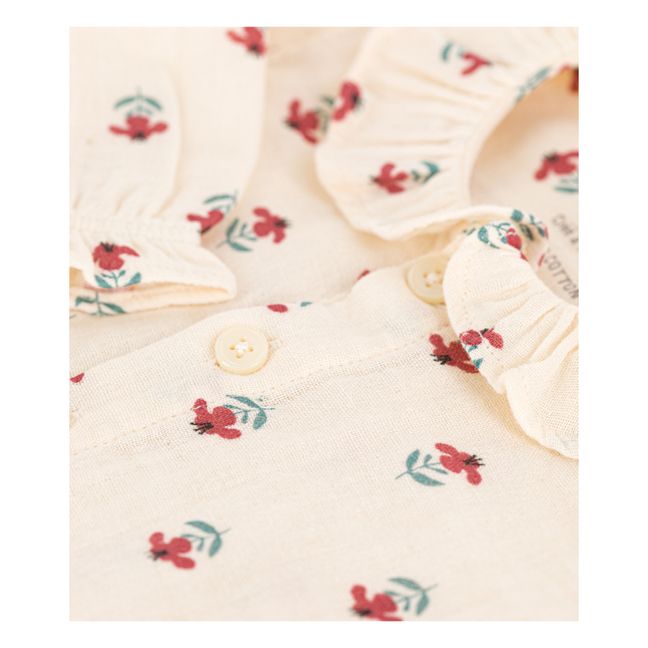 Blouse Imprimée Gaze de Coton  | Ecru
