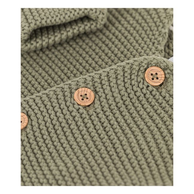 Knitted Garter Stitch Organic Cotton Cardigan | Khaki