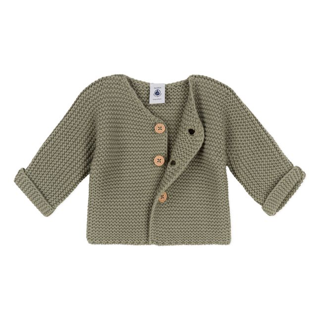 Strickjacke  Point Mousse aus Bio-Baumwolle | Khaki
