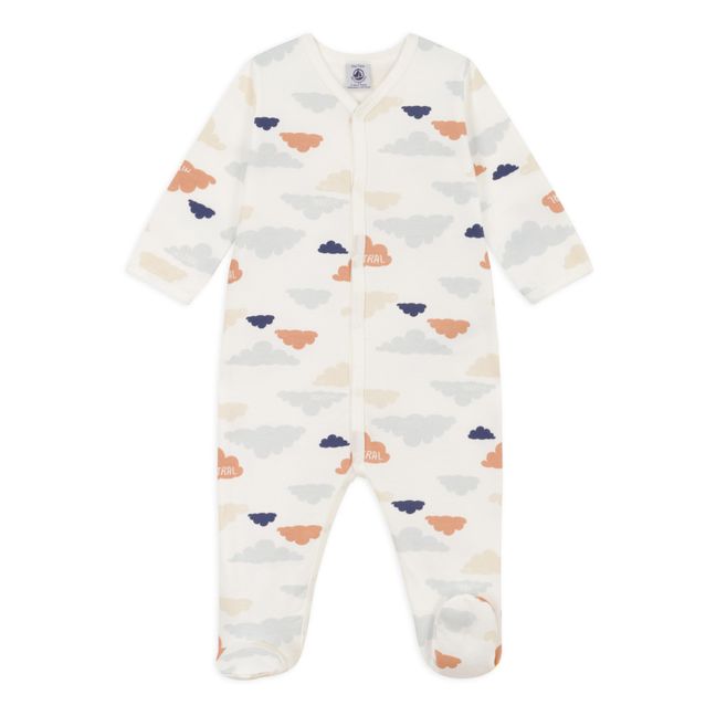 Pyjama mit Füßchen  bedruckt aus Molton Bio-Baumwolle | Seidenfarben