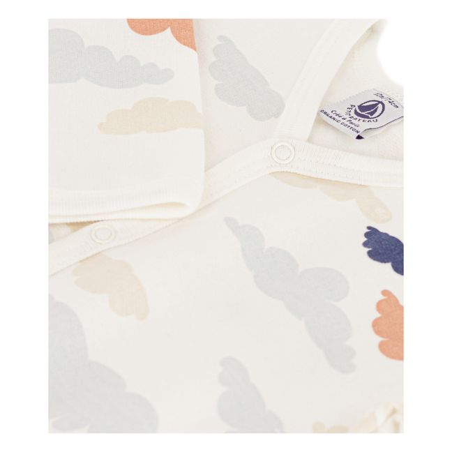 Printed Organic Cotton Fleece Footed Pyjamas | Ecru