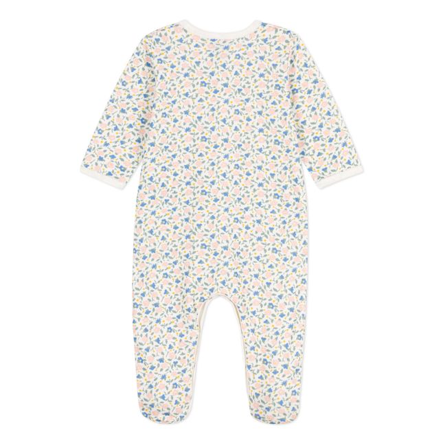 Pyjama avec Pieds Fleurs Coton Bio | Ecru
