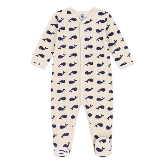 Pyjama avec Pieds Coton Bio | Azul Marino