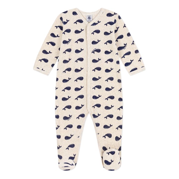 Pyjama mit Füßchen aus Bio-Baumwolle | Navy- Produktbild Nr. 0