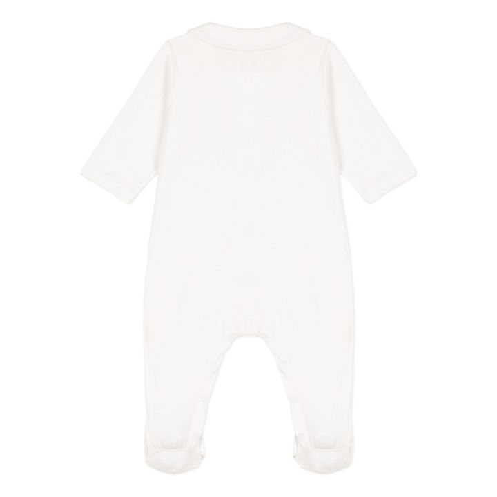 Organic Cotton Footed Pyjamas with Collar | Ecru- Product image n°2