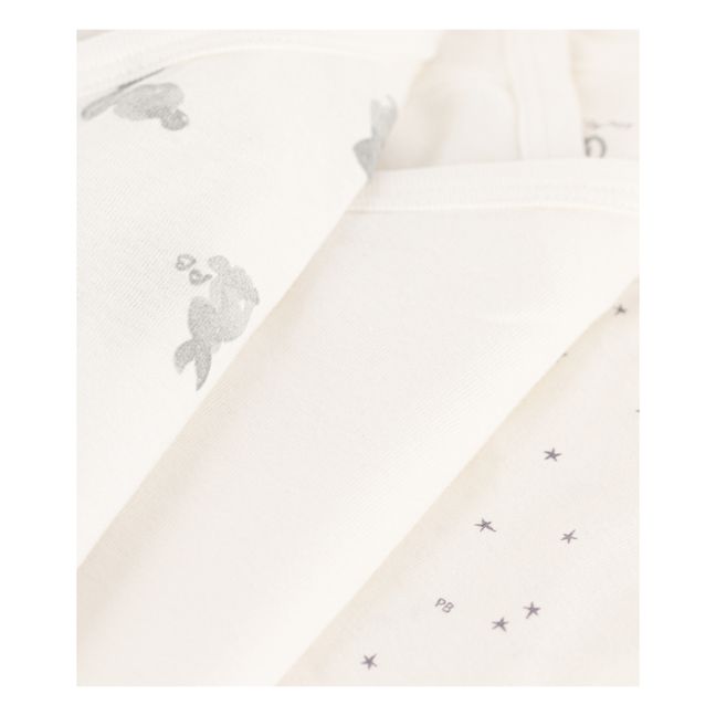Organic Cotton Long Sleeve Wrap Front Babygrows - Set of 3 | Ecru