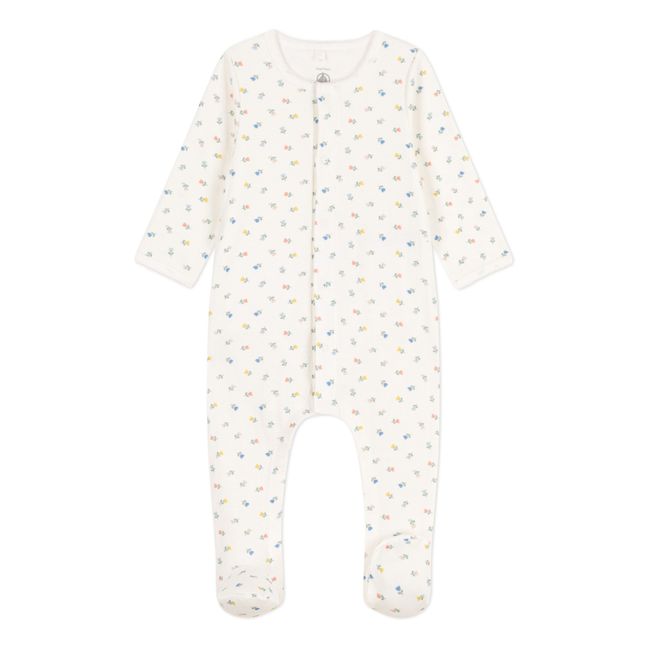 Flower Print Organic Cotton Pyjamas | Ecru