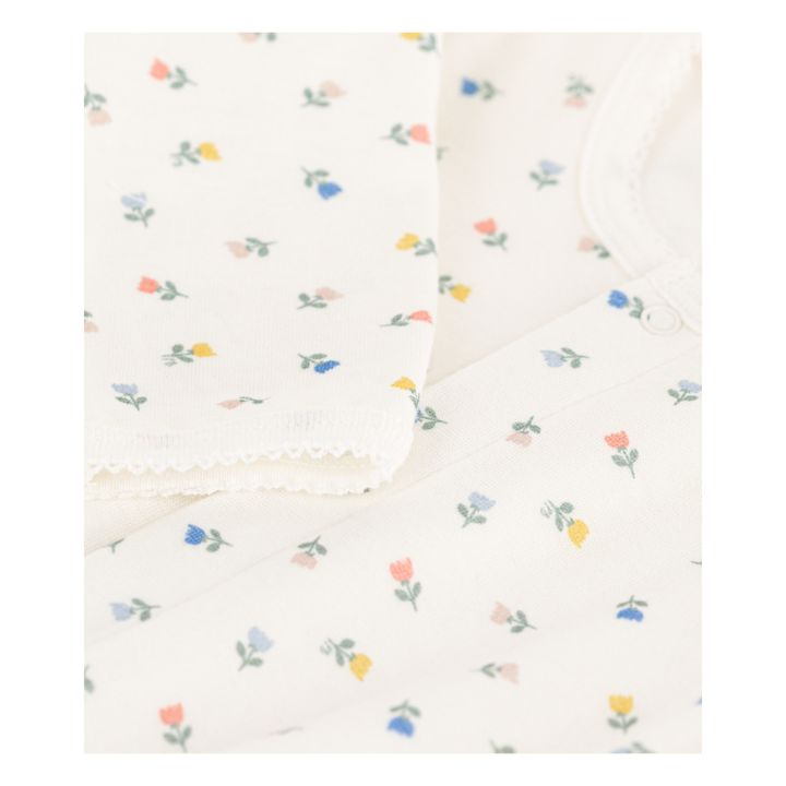 Flower Print Organic Cotton Pyjamas | Ecru- Product image n°1
