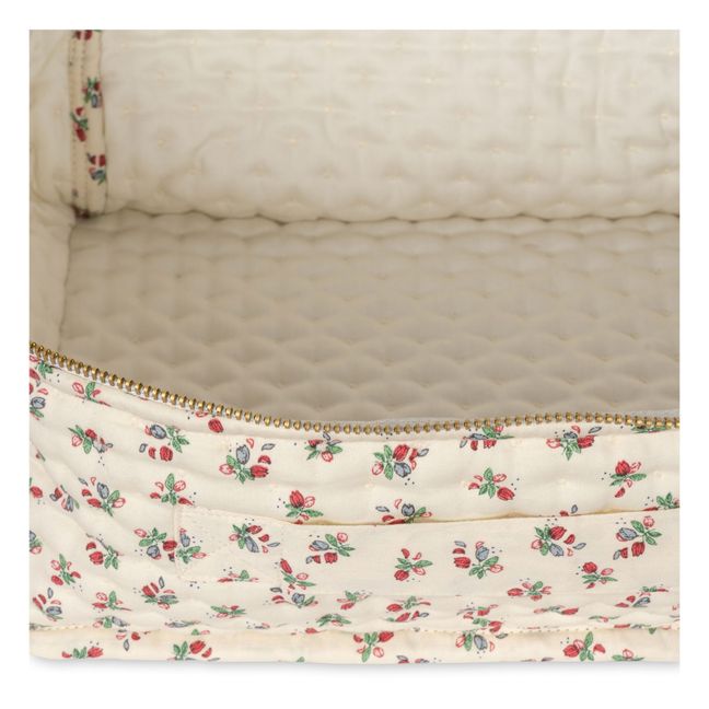 Housse de rangement en coton bio Fleur tricolore | Ecru