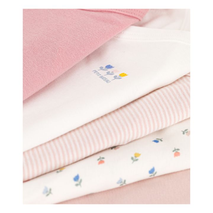 Organic Cotton Long Sleeve Wrap Front Babygrows - Set of 5 | Rosa- Imagen del producto n°1