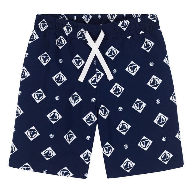 Short de Bain Imprimé Matière Recyclée | Bleu marine