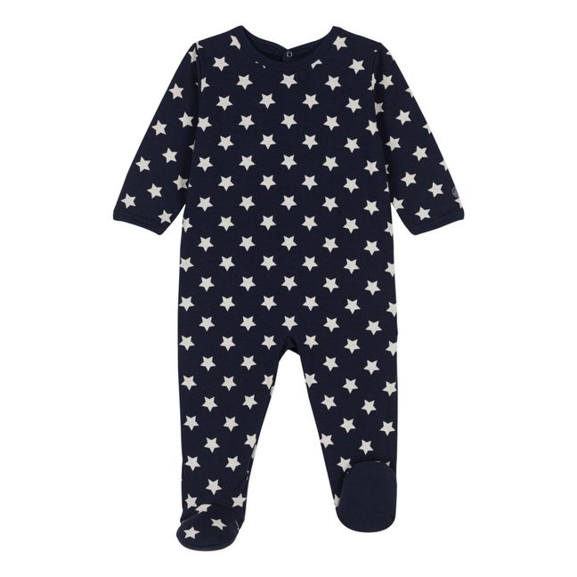 Open-Back Velvet Footed Pyjamas | Azul Marino