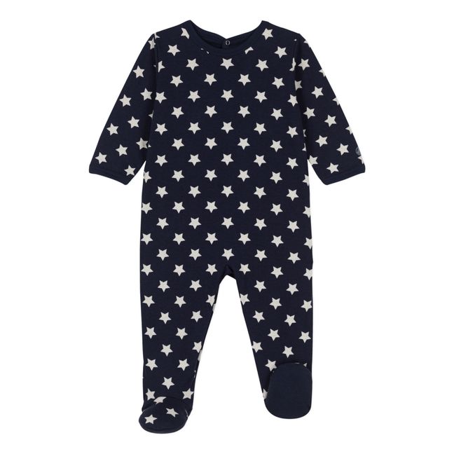 Pyjama avec Pieds Ouverture Dos Velours | Bleu marine