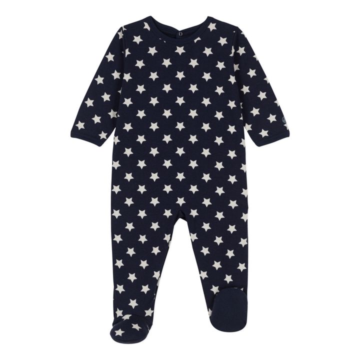Open-Back Velvet Footed Pyjamas | Navy blue- Product image n°0