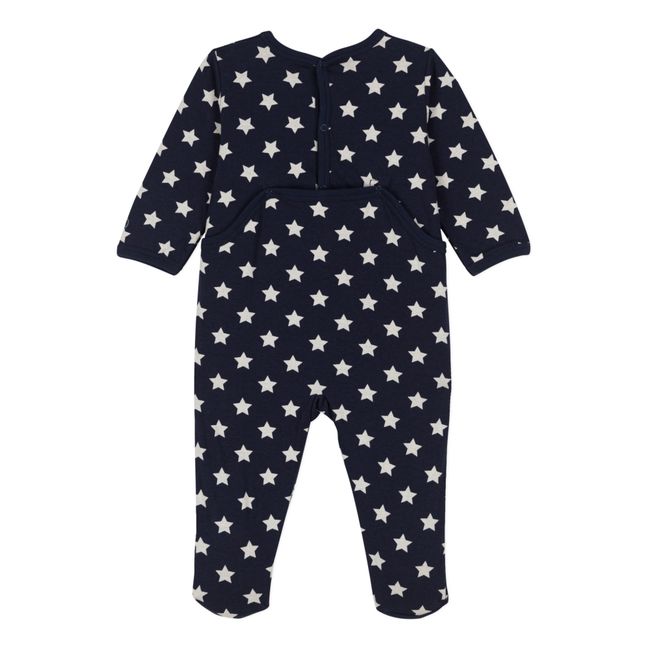 Pyjama avec Pieds Ouverture Dos Velours | Bleu marine