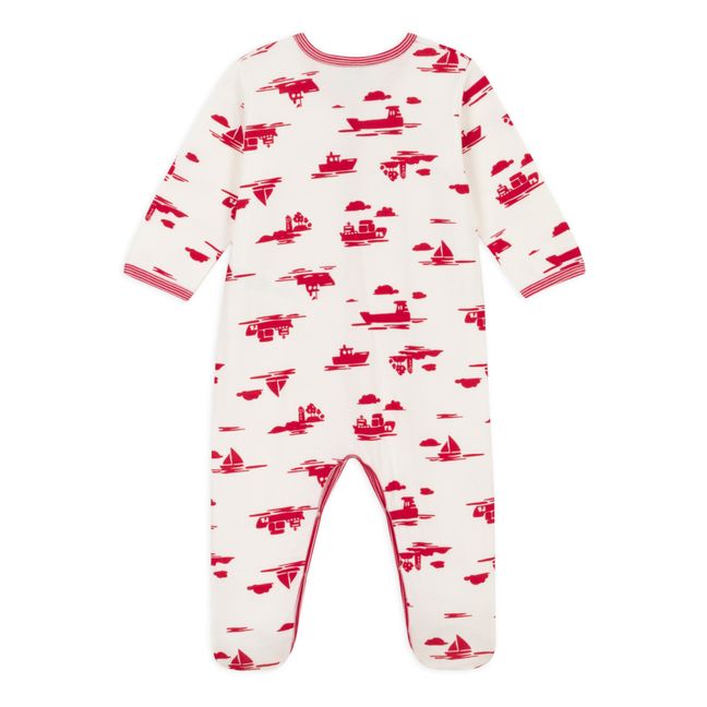 Pyjama mit Füßchen Schlaf gut Bio-Baumwolle | Rot