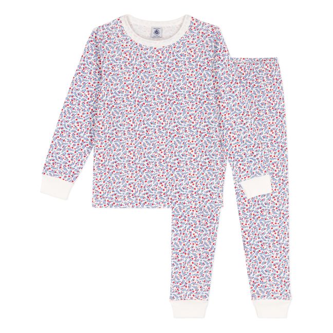 Pyjama ohne  Füßchen Blumenmuster aus Bio-Baumwolle | Seidenfarben