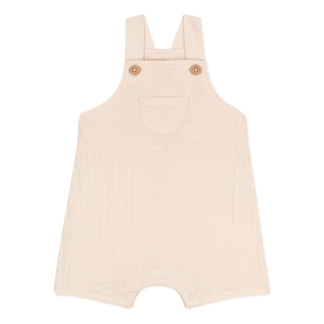 Salopette Courte Gaze de Coton  | Beige