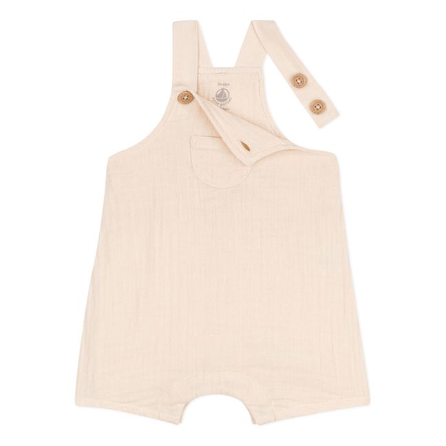 Salopette Courte Gaze de Coton  | Beige