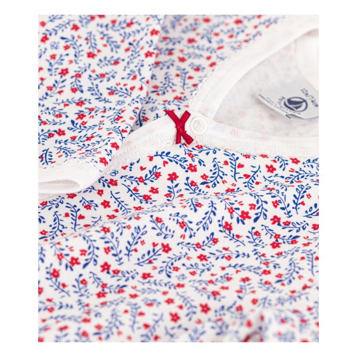 Floral Organic Cotton Footed Pyjamas | Ecru- Product image n°1