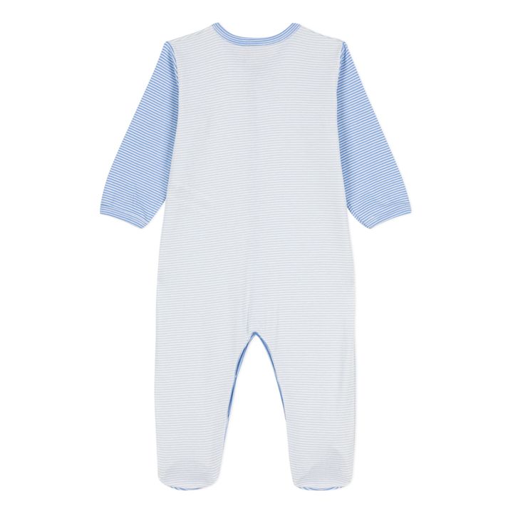 Patterned Organic Cotton Footed Pyjamas | Blue- Product image n°4