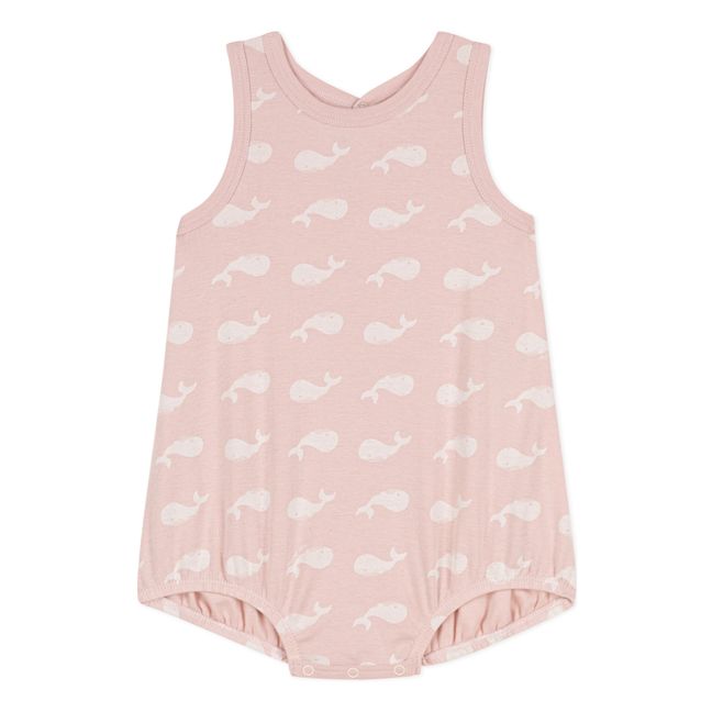 Organic Cotton Whales Sleeveless Playsuit | Pink