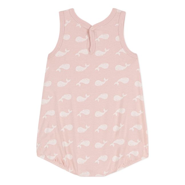 Organic Cotton Whales Sleeveless Playsuit | Pink