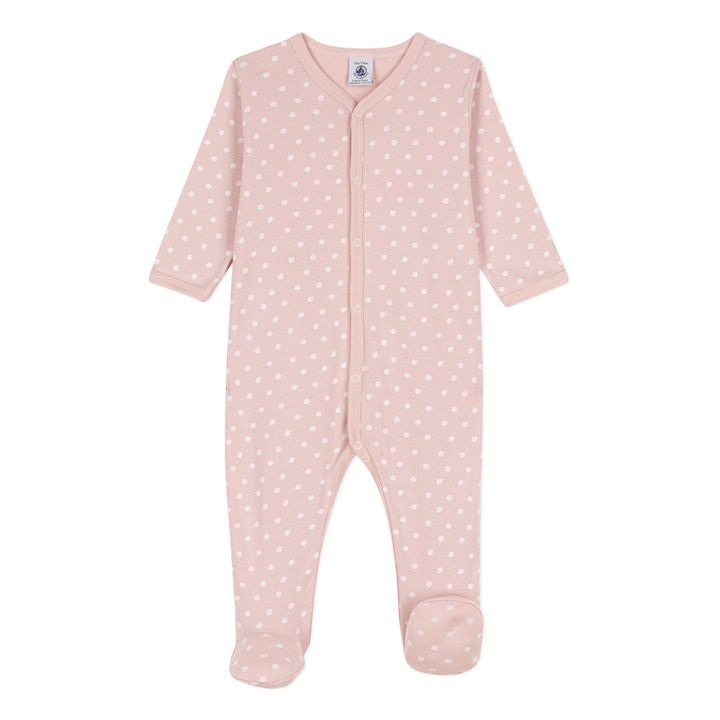Organic Cotton Polka Dot Pajamas With Feet | Pink- Product image n°0