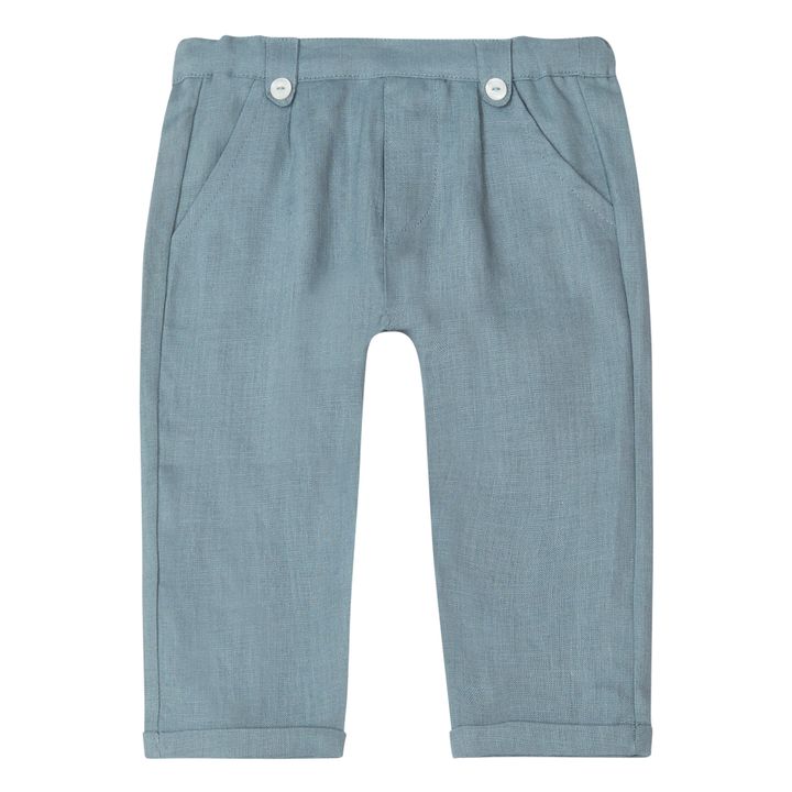 Pantalones de lino | Verde Gris- Imagen del producto n°0