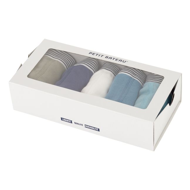 Plain Organic Cotton Boxers - Set of 5 | Azul