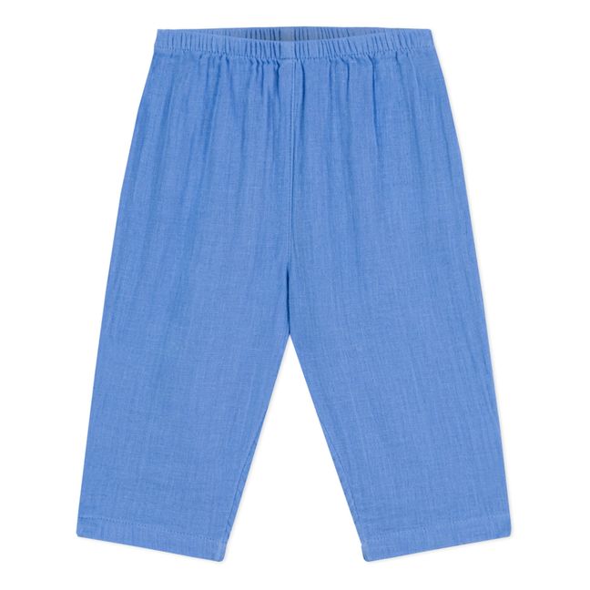 Cotton Muslin Trousers | Blue