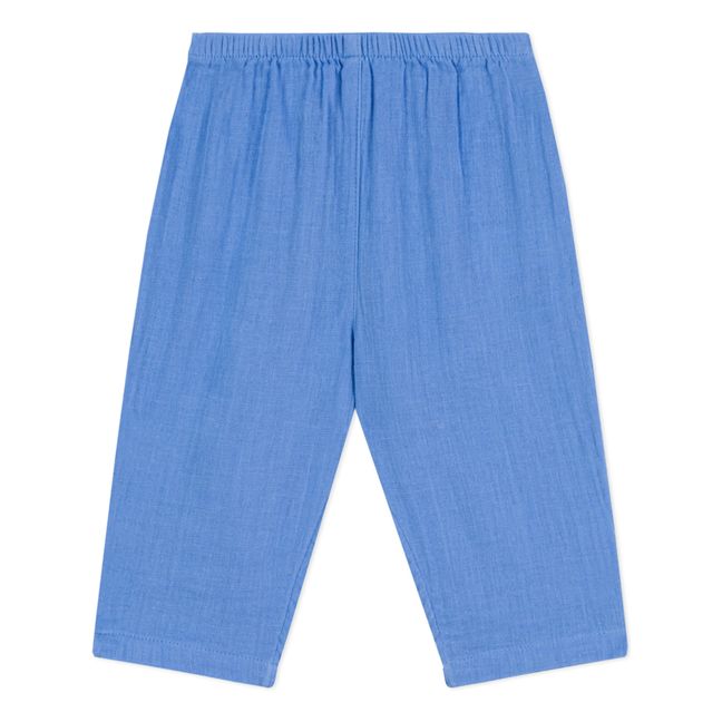 Cotton Muslin Trousers | Blue