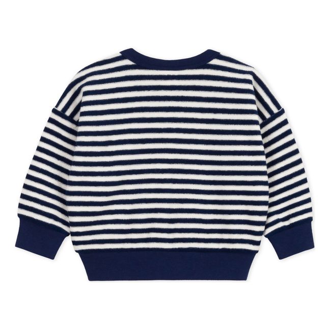 Striped Crew Neck Terry Sweater | Navy blue