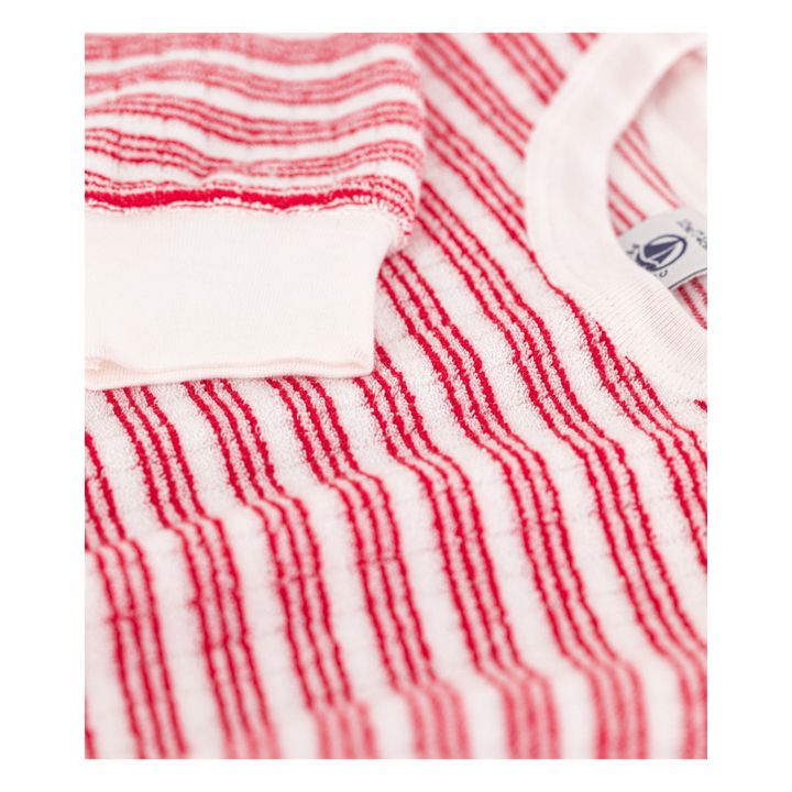 Striped Organic Cotton Terry Bouclette Sweatshirt | Rojo- Imagen del producto n°3