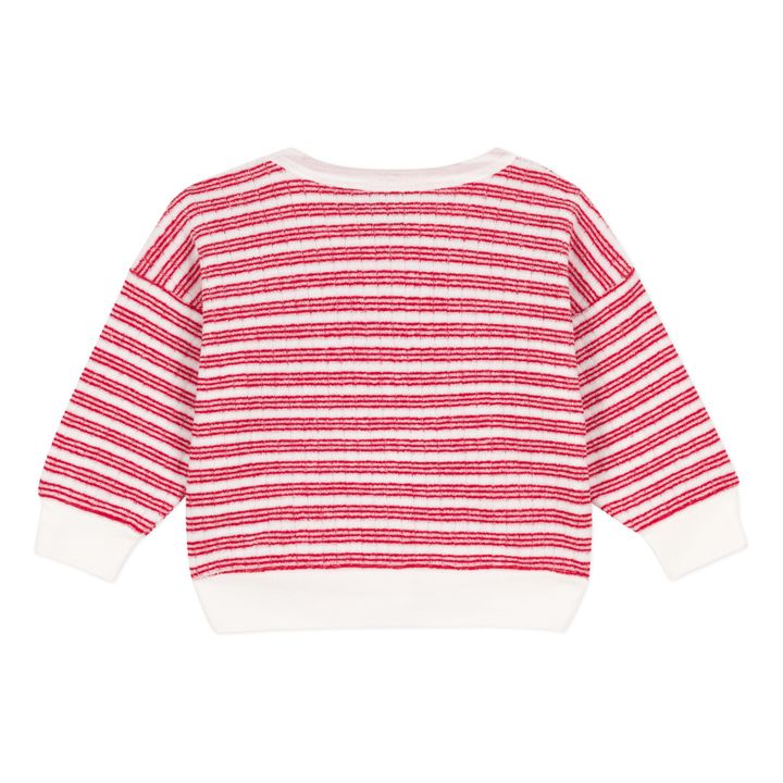 Striped Organic Cotton Terry Bouclette Sweatshirt | Rojo- Imagen del producto n°4