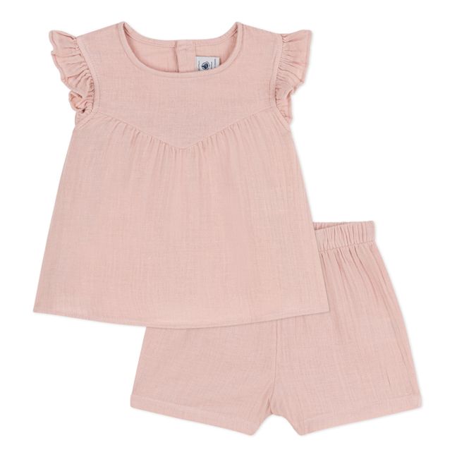 Ensemble Uni Gaze de Coton | Rose pâle