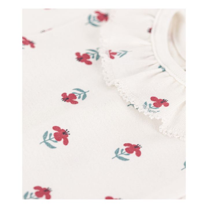 Organic Cotton Short Sleeve Floral Bodysuit | Ecru- Product image n°1