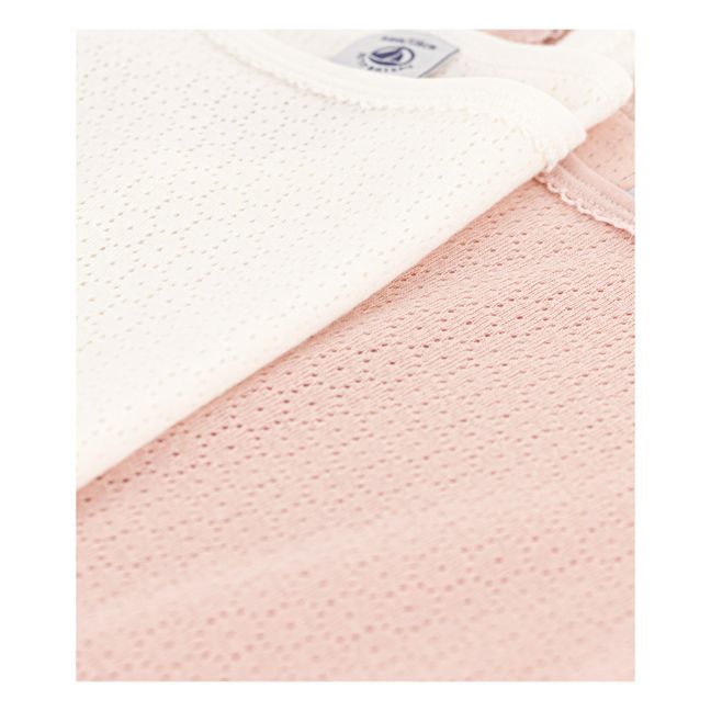 Lot 2 T-shirts à Bretelles Ajouré Coton Bio | Rose