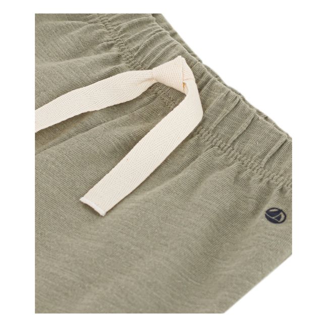 Plain Organic Slub Cotton Jersey Shorts | Khaki