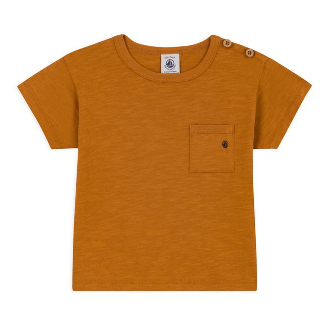 T-shirt Manches Courtes en Jersey Flammé Coton Bio | Naranja