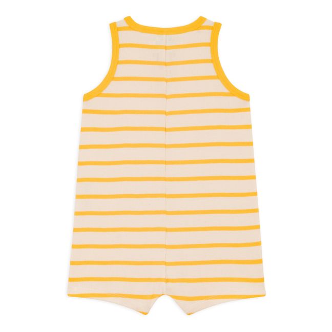 Striped Ribbed Knit Playsuit | Gelb