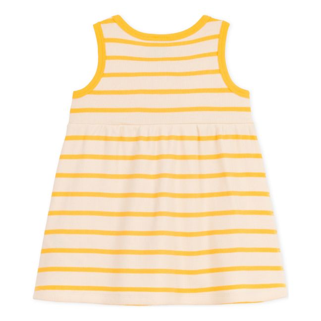 Striped Ribbed Knit Sleeveless Dress | Yellow