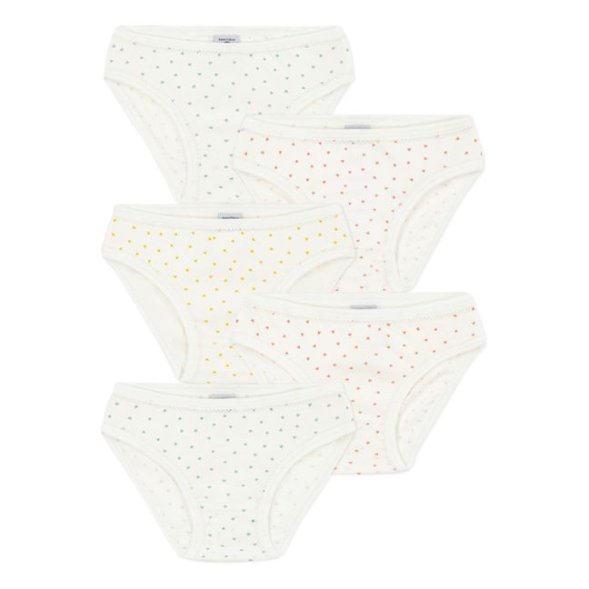 Lot 5 Culottes Petits Cœurs Coton Bio | Ecru