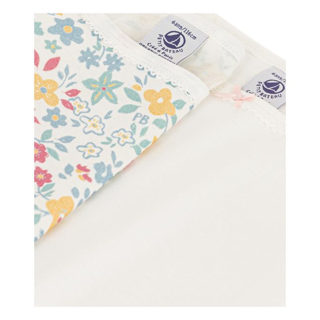 Floral Organic Cotton Strappy T-shirts - Set of 2 | Ecru