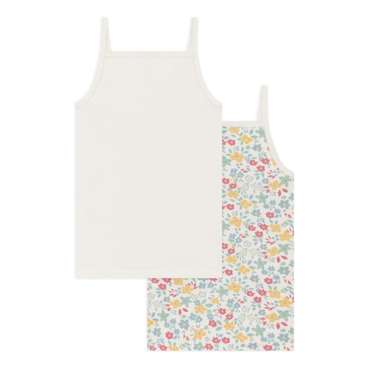 Floral Organic Cotton Strappy T-shirts - Set of 2 | Ecru- Product image n°2