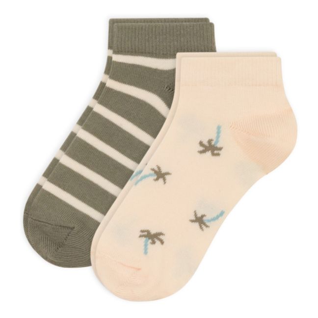 Pack of 2 Jersey Ankle Socks | Khaki