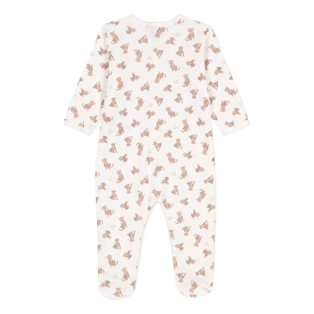 Pijama con estampado de leopardos de algodón orgánico | Crudo