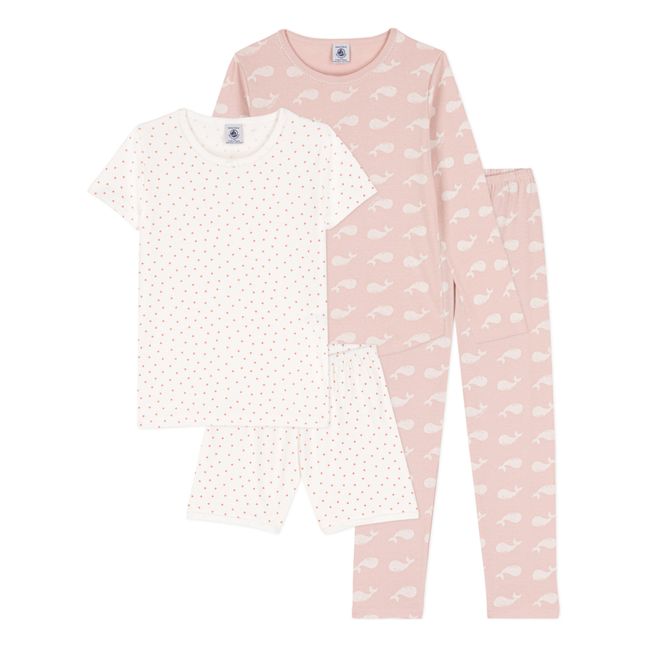 Conjunto de pijama y pijama corto de algodón orgánico | Rosa