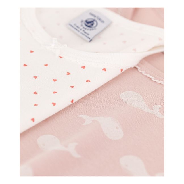 Conjunto de pijama y pijama corto de algodón orgánico | Rosa